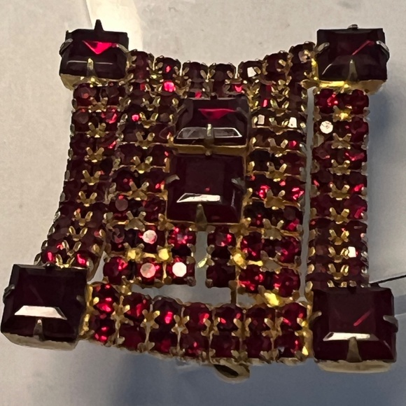 Vintage Brooch Czech Garnet Glass Bohemian - Picture 10 of 16